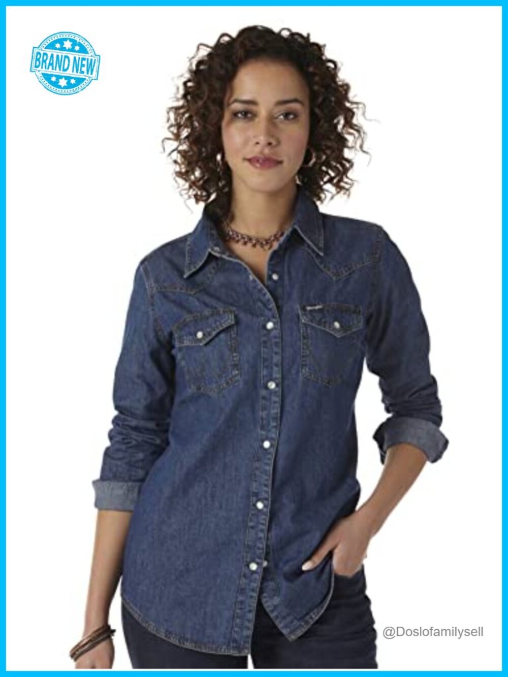 Wrangler Western Denim Snap Shirt Long Sleeve Button Down